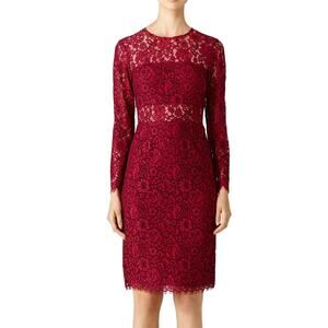 Shoshanna Garnet Illusion Lace Sheath Dress 4